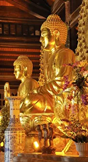 Buddha statue, the largest and heaviest bronze statue in Vietnam inside the Chua Bai Dinh pagoda