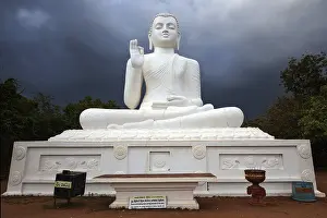 Buddha statue, Seated Buddha, stormy atmosphere
