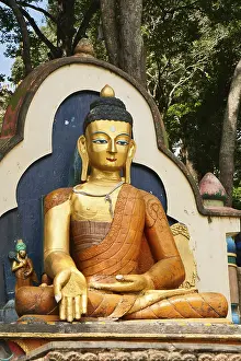 The Buddha statue in a temple complex Swayambhunath