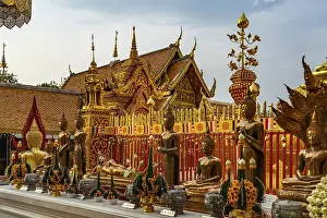Category Buddhism Prints: Buddha statues in the Buddhist temple complex Wat Phra That Doi Suthep
