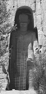 Category Historic Photos EN Prints: The Buddhas of Bamiyan were two 6th century monumental statues of standing buddhas carved into the side of a cliff