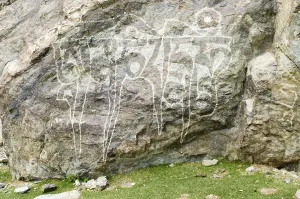 Buddhist mani stone in Ladakh, Jammu and Kashmir