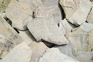 Buddhist mani stone in Ladakh, Jammu and Kashmir