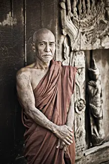Category Buddhism Prints: Buddhist monk at a monastery in Burma
