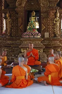 Category Buddhism Prints: Buddhist monks meditating and praying