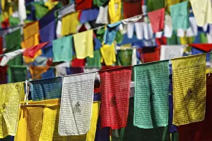 Buddhist prayer flags lungta with Om Mani Padme Hum Buddhist mantra prayer meaning Praise to the Jewel in the Lotus