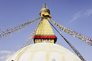 Buddhist stupa with banners, Boudhdanath