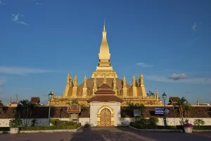 Buddhist stupa, That Luang, Vientiane, Laos, Asia