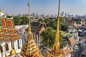 The Buddhist temple complex Wat Ratchanatdaram and the skyline