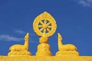 Buddhist Wheel of the Law. Kungri Monastery