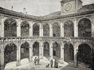 The building of the old University of Bologna in 1870