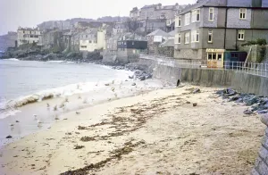 Building on the seafront, St Ives, Cornwall, England, United Kingdom, December 1961, Europe