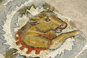 Bull, antique Roman floor mosaic