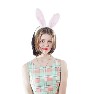 Bunny girl on white