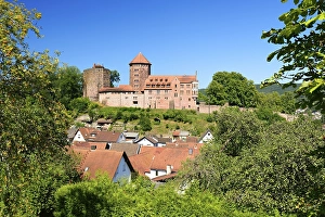 Burg Rieneck Castle and the town of Rieneck in Sinntal Valley