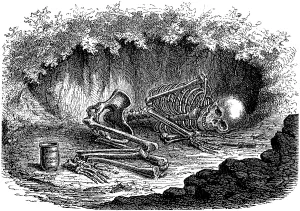 Burial site with lying human skeleton at Roundway Down Iron Age Hill Fort, near Devizes, Wiltshire, archaeological excavations, Iron Age, landmark, human history, England, historical illustration1880