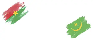Burkina Faso and Mauritania Flags on White Background