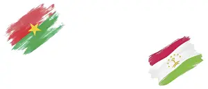 Burkina Faso and Tajikistan Flags on White Background