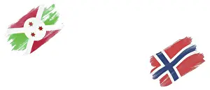 Burundi and Norway Flags on White Background