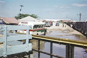 Bus at the ferry terminal for crossing the Rio Magdalena river, Barranquilla, Colombia, South America 1961, South America