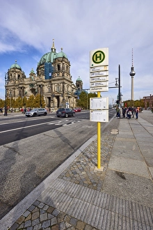 Bus stop Museum Island with Berlin Cathedral