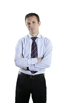 Businessman middle age crossed arms tie