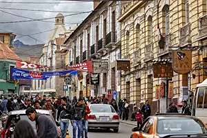 Category Cities DE Prints: Busy street scene with colonial architecture