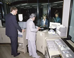 Ca. 1988, Hagen. Banking operations at Deutsche Bank