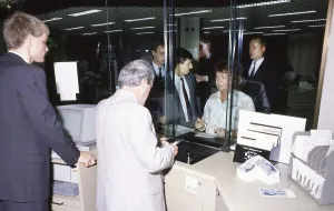 Ca. 1988, Hagen. Banking operations at Deutsche Bank