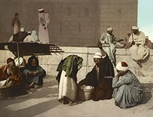 Cairo, Date sellers, Egypt, digitally restored reproduction from a 19th century original
