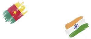 Cameroon and India Flags on White Background