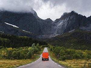 Category Scandinavia Prints: Campervan, Flakstadoy, Lofoten, Norway, Europe