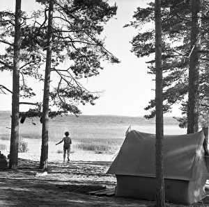 Camping in the 1960s. A campsite where the families spend parts of their summer holiday