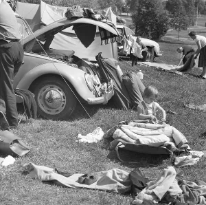 Camping in the 1960s. A campsite where the families spend parts of their summer holiday
