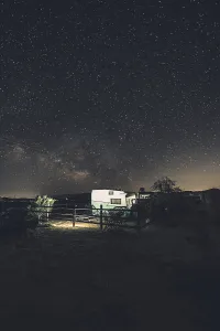 Camping in Joshua Tree National Park under a starry sky