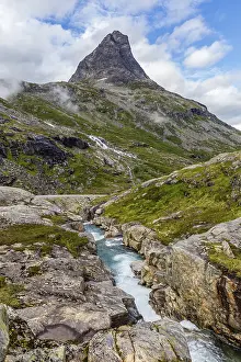 Camping in a small tent in the middle of nature in Norway Scandinavia