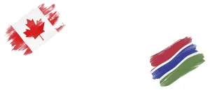 Canada and Gambia Flags on White Background