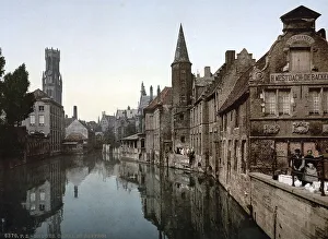 Canal and Belfry, Bruges, Belgium