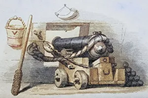 Cannon with cannonballs, c. 1810
