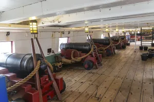 Cannons on gun deck of HMS Trincomalee