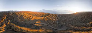 Canyon runs through landscape, Issyk Kul Lake
