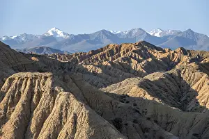 Canyons, mountains of the Tian Shan in the background