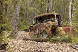 Car graveyard in the middle of the forest near Ryd