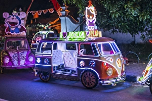Car illuminated with colourful LEDs