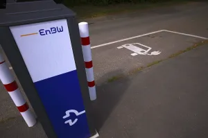 Car park with EnBW charging station for electric cars