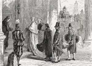 A cardinal entering the Vatican