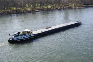Cargo ship on the Rhine, Bonn, Germany