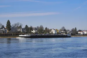 Cargo ship on the Rhine, Bonn, Germany