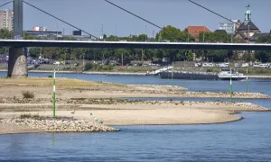 Cargo ship on the Rhine near Dusseldorf