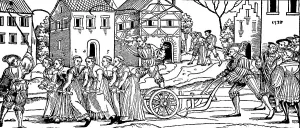 Carnival tradition: remaining unmarried women of the last year pulling a plow